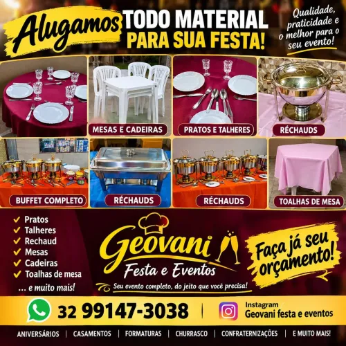 ALUGUEL DE MATERIAIS DE FESTAS