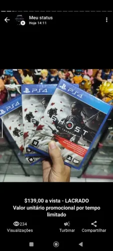 Promoção Relâmpago Ghost Of Tsushima PS4 LACRADO - $99 CADA - Aceito Olxpay e Faço Envio
