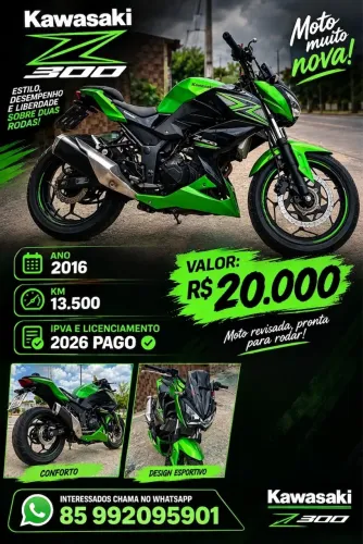 Kawasaki Z300 2016 - Impecável!