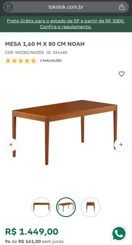 MESA TokStok 1,60 M X 80 CM NOAH  