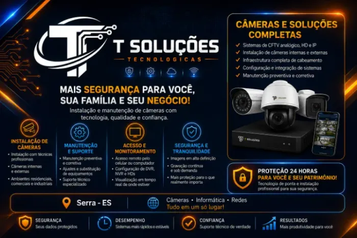 Técnico em informática, Instalação e Manutenção de Câmeras | DVR e Monitoramento Remoto