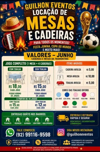 Locação de Mesas e Cadeiras em Manaus  