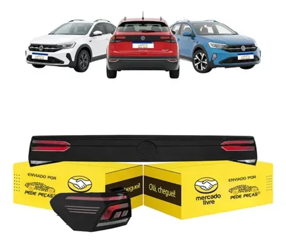 Kit Lanterna Central E Esquerda Vw Nivus 2020 21 22 A 2026 Esquerdo/motorista Fume