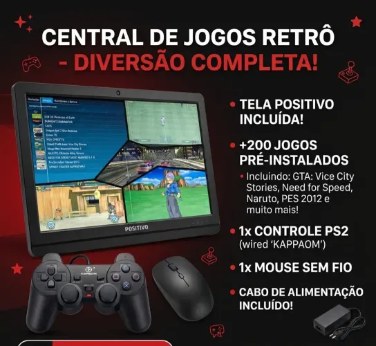 Central de Jogos Retro + Controle USB PS2  - PSP, GBA e Mais!