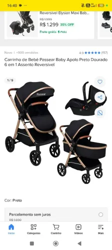 Vendo Carrinho de bebê Apolo passear (Novo) 