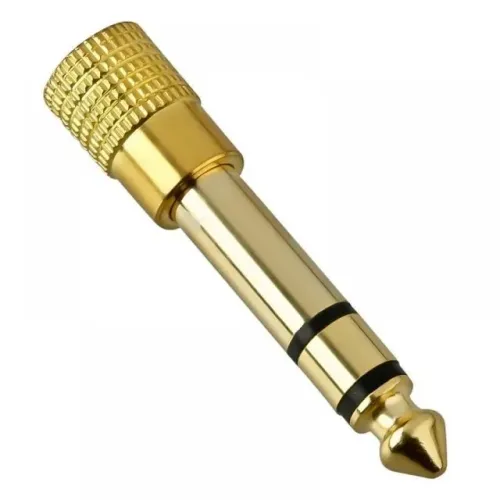 Adaptador Estéreo Banhado a Ouro P2 Fêmea x P10 Estéreo