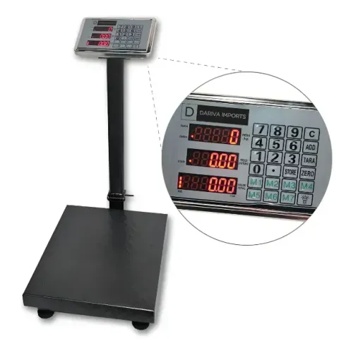 8335 - BALANCA PLATAFORMA DIGITAL 400KG C/COLUNA 40X50 - BATERIA / MARCA: IMPORT