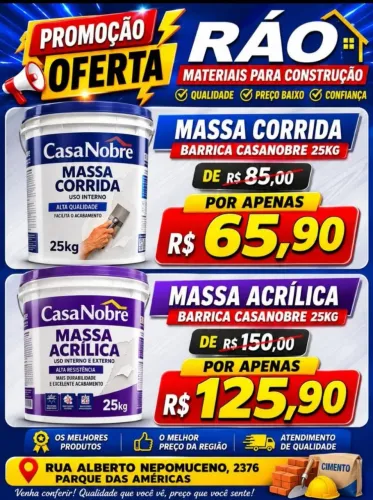 Massa corrida 25kg CasaNobre