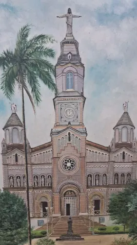 Quadro Santuário de São Francisco de Paula e Nossa Senhora de Fátima medidas 1.05x0.80