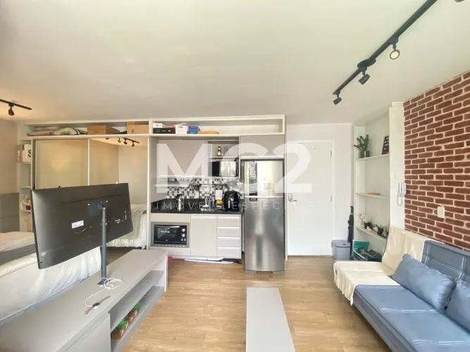 Apartamento para locação, com 32 m², estúdio, mobiliado, novo, 1 vaga de garagem, ao lado