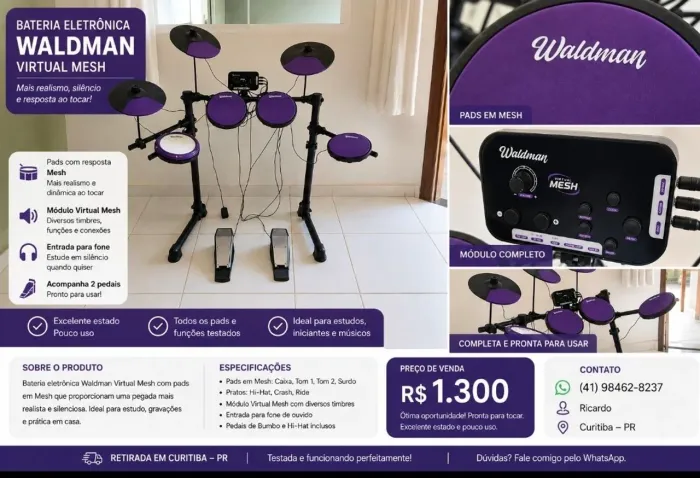 Bateria eletrônica Waldman