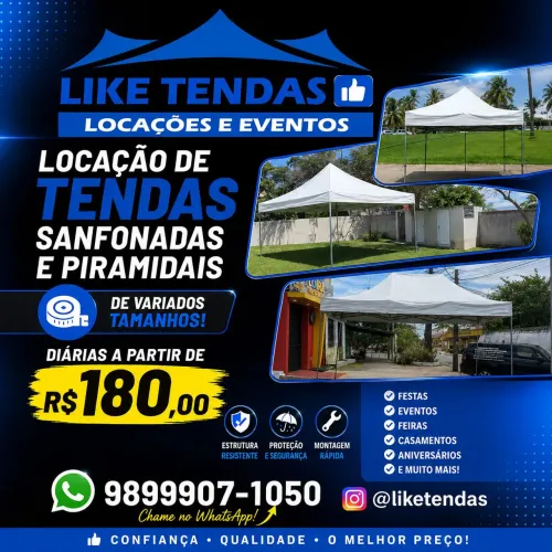 LOCAÇÃO DE TENDAS PIRAMIDAIS E SANFONADAS.