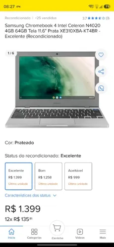 Notebook Chromebook ( estado de novo ) 