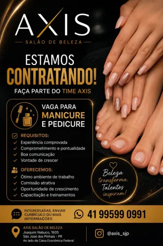 Estamos contratando MANICUTE,  PEDICURE e CABELEREIRA