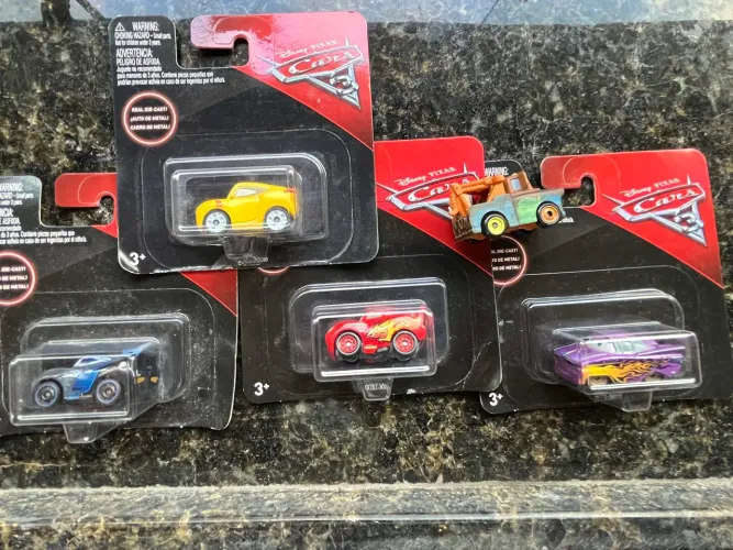 Lote 5 Carrinhos Disney Pixar Cars Mini Racers Mattel - Novos/Lacrados