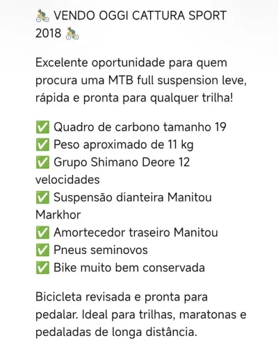 Bicicleta Oggi cattura sport 