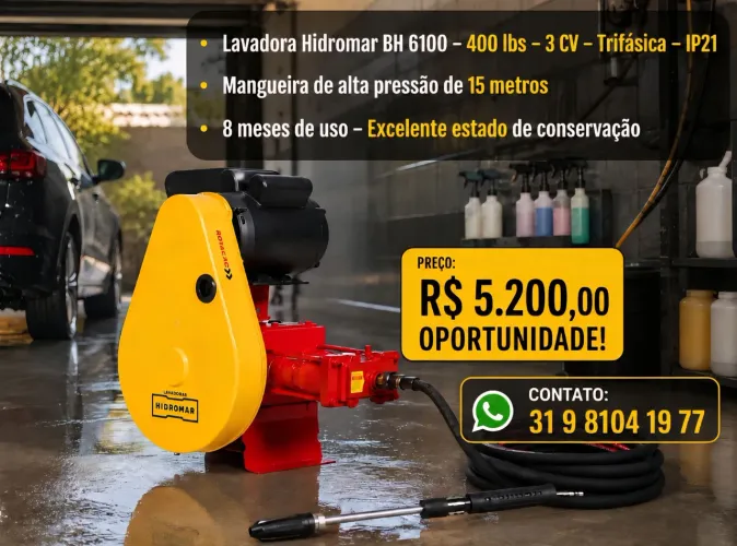 ? Lavadora Hidromar BH 6100 - 400 lbs - 3CV - Trifásica - IP21