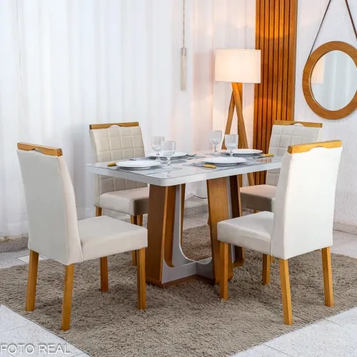 Mesa Jantar Lara + 4 Cadeiras em Madeira Maciça rf3