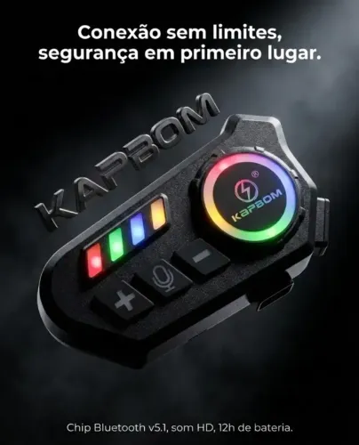 Intercomunicador/Fone para Capacete Bluetooth Kapbom a Prova D'água IPX6