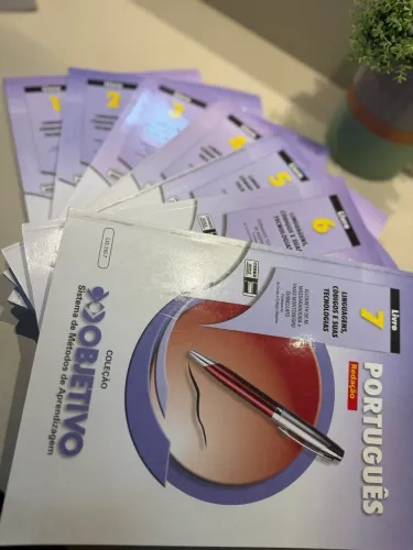 7 livros objetivo português completo teoria exercícios gabarito cursinho vestibular