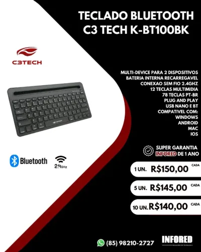 Mini Teclado Bluetooth  K-BT100BK