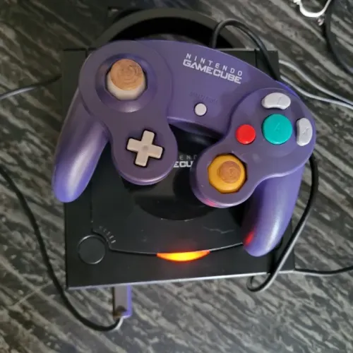 Game Cube Preto - Funcionando + 6 Jogos Originais + Controle Roxo + Conversor HDMI