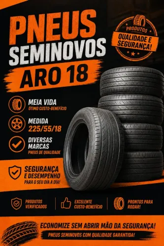 Pneus Seminovos Aro 18, Ótimo Estado, 225/55/18