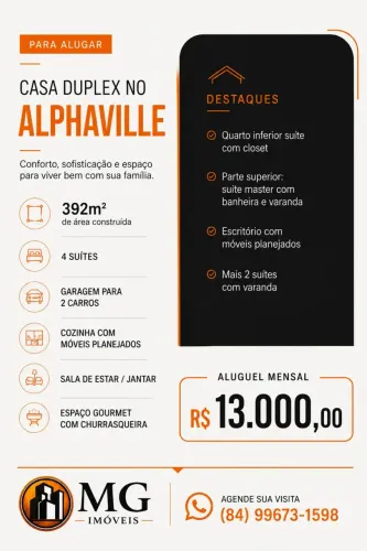 Casa duplex para Aluguel no Alphaville
