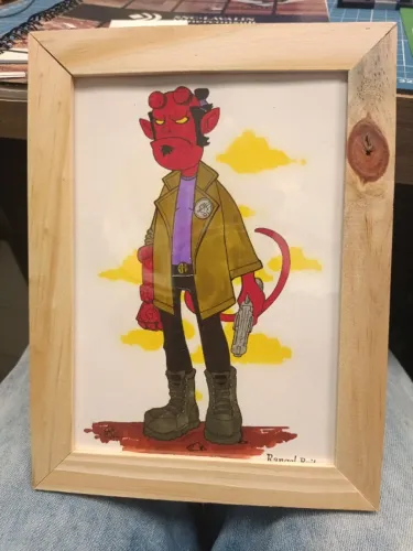 ? DESENHO ORIGINAL HELLBOY - ARTE AUTORAL | EMOLDURADO ?