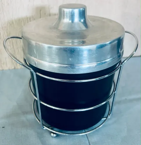Balde De Gelo Térmico Vintage Anos 70/80 Com Suporte Aramado