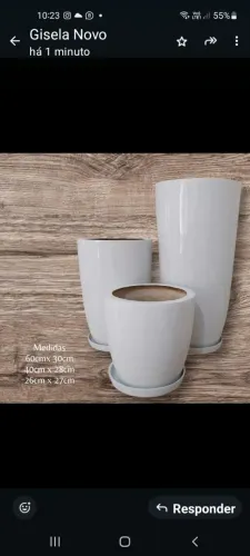Trio de vasos para plantas em fibra de vidro