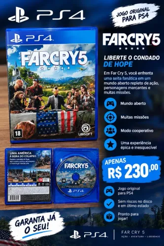Far Cry 5 PS4 Original Mídia Física Seminovo