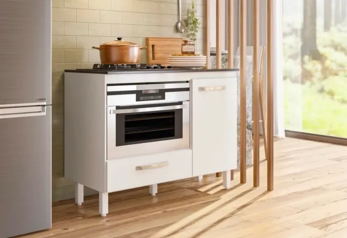 Balcão Cooktop e Forno Fit com 1 Porta e 1 Gaveta - Nicioli | Entrega imediata