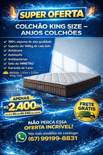 Colchão king na promoção hoje garantia 1 ano novo