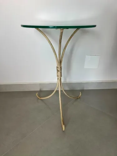 MESINHA LATERAL EM FERRO E VIDRO - ESTILO PROVENÇAL/VINTAGE