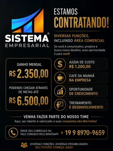 Vagas para área comercial 