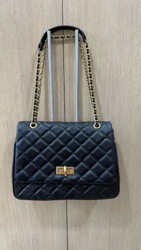 Bolsa de couro legítimo - preta 