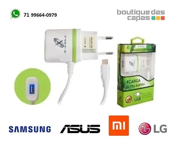Carregador viagem Xcell Xc-v8-led v8 Android 1.5a - 30,00 pagto dinheiro