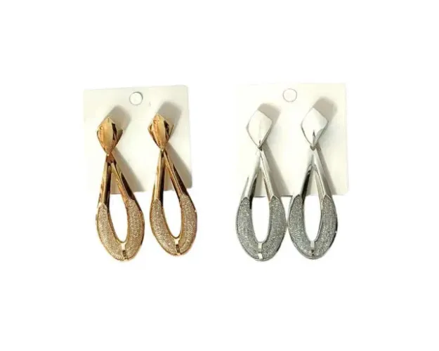 Brinco Dourado ou Prateado Gota Grande Com Redinha Brilhante
