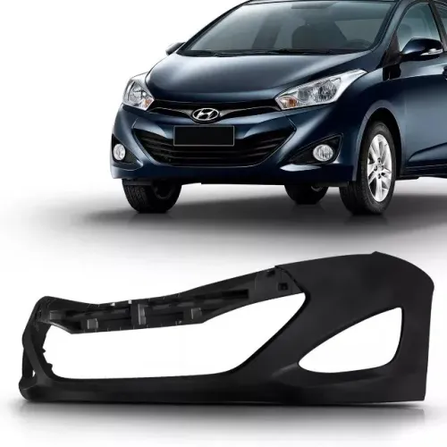 Parachoque Dianteiro Hyundai HB20 2013 à 2015 - Preto Liso - C/ Furo Farol Auxiliar