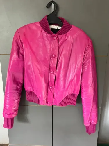 Jaqueta de couro rosa Andrea Bogosian