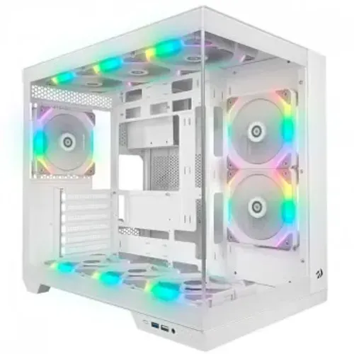 Gabinete Gamer Redragon Wideload Pro White, Mid tower, Lateral e Frontal em Vidro, Sem Fan
