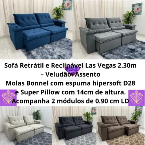 Sofá Retrátil Reclinável Las Vegas 2.30m LD