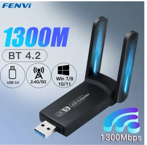 Adaptador Wi-fi usb 3.0 1300Mbps bluetooth 4.2