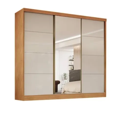 Guarda Roupa Casal Com Espelho 100% MDF p654