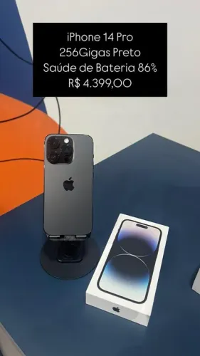 IPhone 14 Pro 256Gigas Saude de Bateria 86% Preto Semi Novo Com Caixa | Loja Fisica |