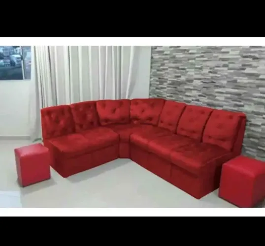 Sofá de Canto, marrom, cinza, preto e vermelho. Entrega gratuita
