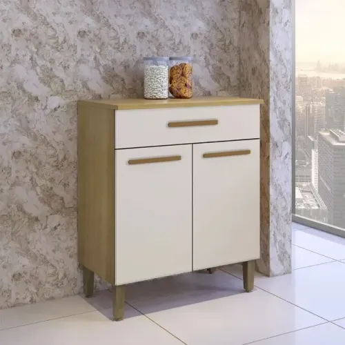 Balcão Omega 70cm Cinamomo/Off White Frete Grátis - Até 12x