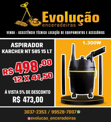Aspirador Karcher NT 585 15 LT - Evolução Enceradeiras
