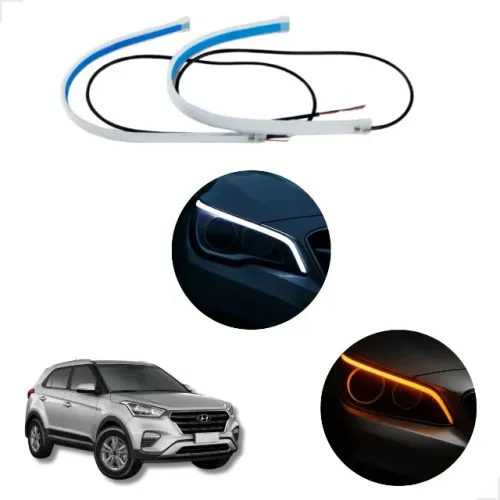Kit Fitas Led Drl Farol + Seta 12v 60cm Creta 2019 2020 2021